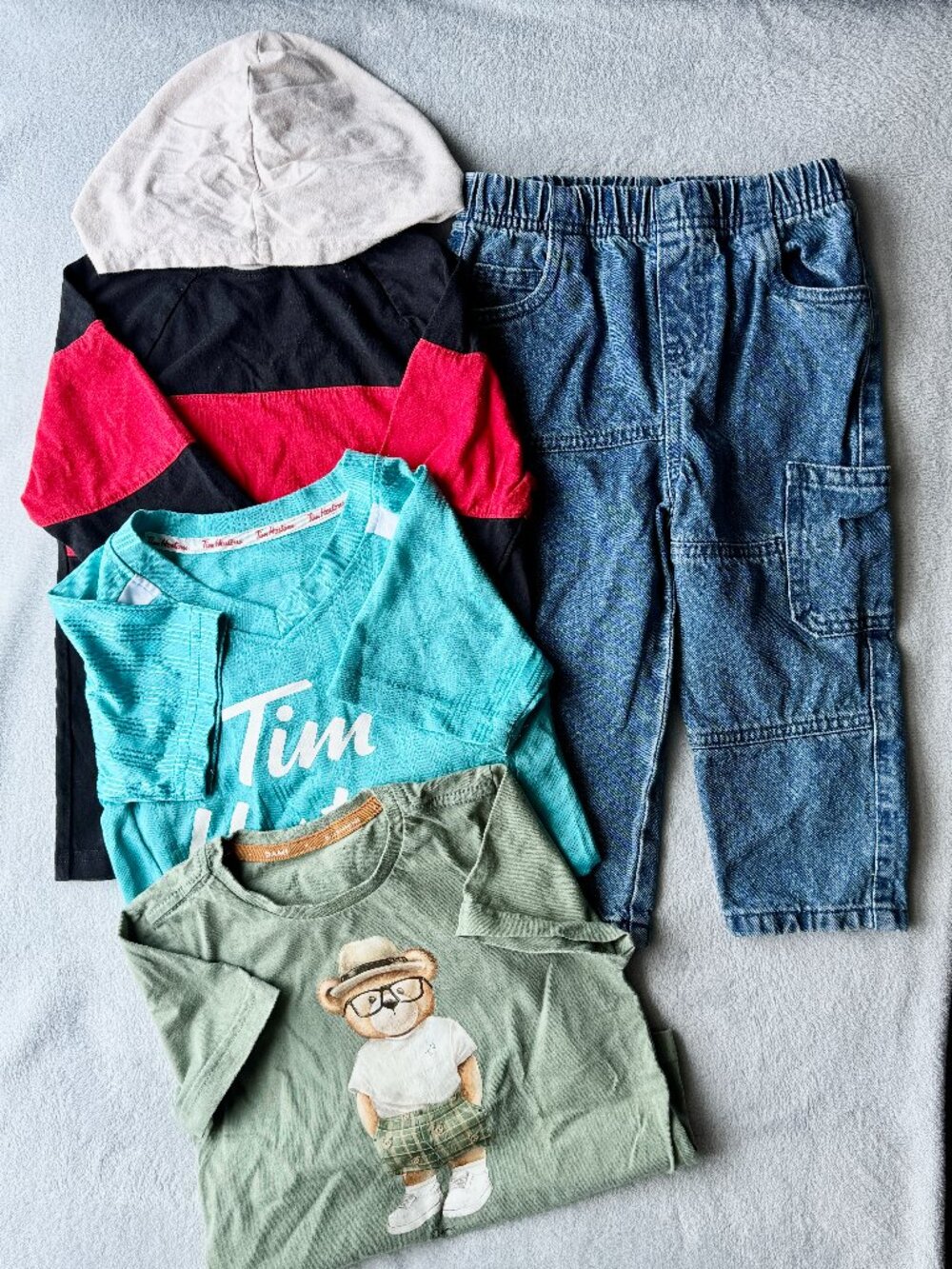 Boys Clothing Sz 5 Lot (4 pc) Long Jean Denim Shorts + 3 Tops